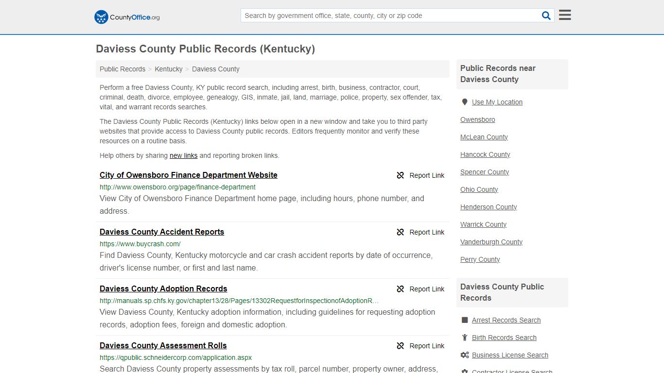 Public Records - Daviess County, KY (Business, Criminal, GIS, Property ...